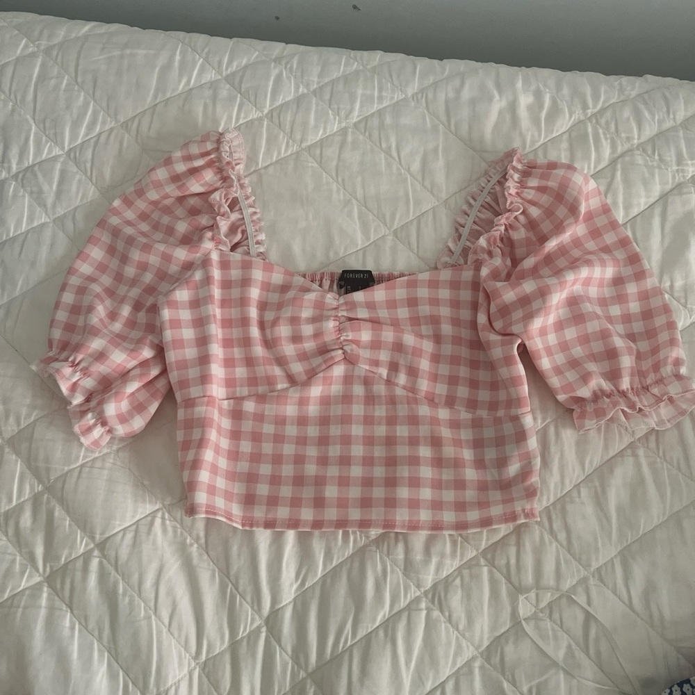 Forever 21 pink gingham crop top